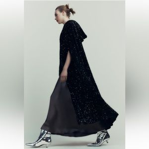 Zara Long Hooded Sequin Cape